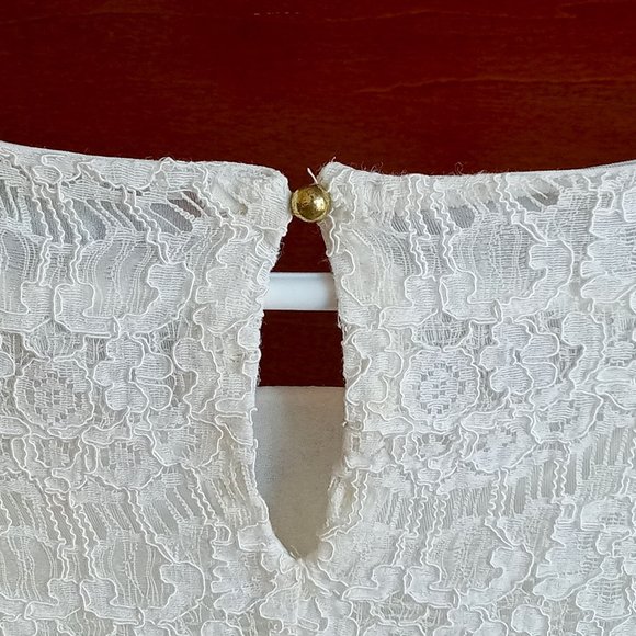 Embroidered Lace top, Ivory/Off-white, 3/4 sleeves - Picture 5 of 9